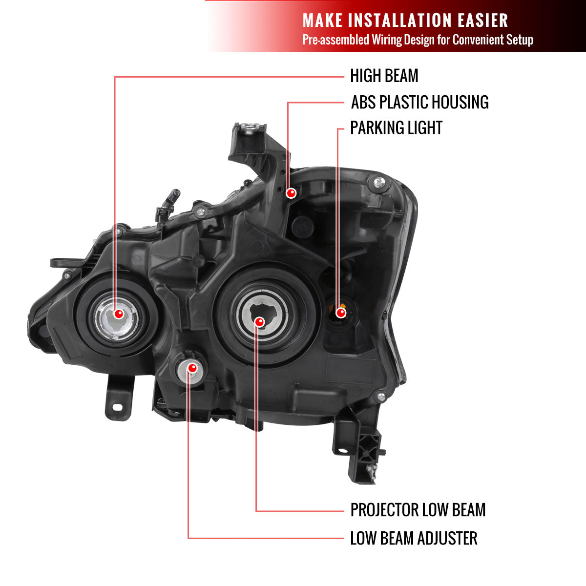 Spec-D 13-15 Nissan Altima Passenger Projector Chrome Replacement