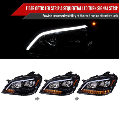 Spec-D 09-11 Benz W164 ML-Class Headlights Sequetial LED Glossy Black