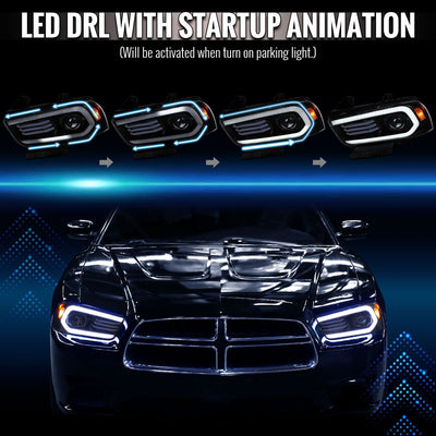 Spec-D 11-14 Dodge Charger Projector HID Headlight Black