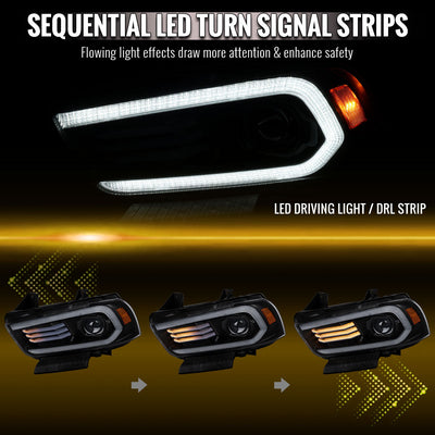 Spec-D 11-14 Dodge Charger Projector Headlights Sequential Black