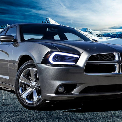Spec-D 11-14 Dodge Charger Projector Headlight Matte Black/Smoked Lens