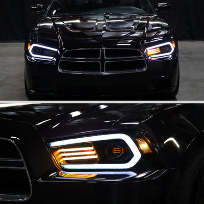 Spec-D 11-14 Dodge Charger Projector Headlight Matte Black/Smoked Lens