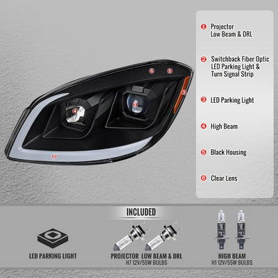 Spec-D 05-10 Cobalt Pontiac G5/Pursuit Headlights LED Bar Matte Black