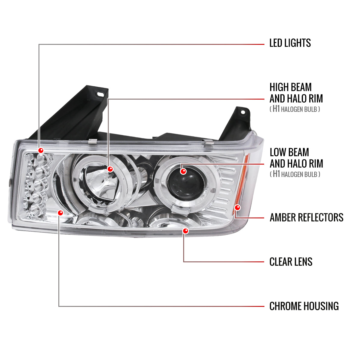 Spec-D 04-12 Chevy Colorado GMC Canyon Headlights Projector Chrome