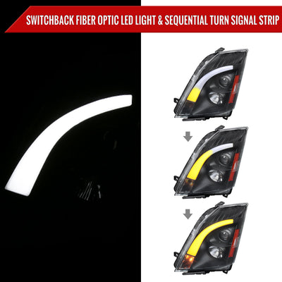 Spec-D 08-14 Cadillac CTS SEQ LED Bar Projector Headlights Black