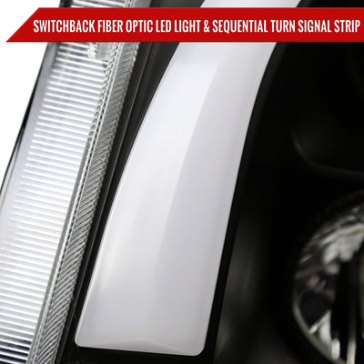 Spec-D 08-14 Cadillac CTS SEQ LED Bar Projector Headlights Black