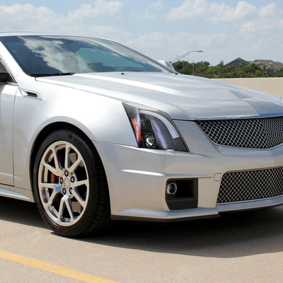 Spec-D 08-14 Cadillac CTS SEQ LED Bar Projector Headlights Black