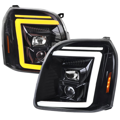 Spec-D 07-14 GMC Yukon Headlights G2 Sequential Jet Black/Clear