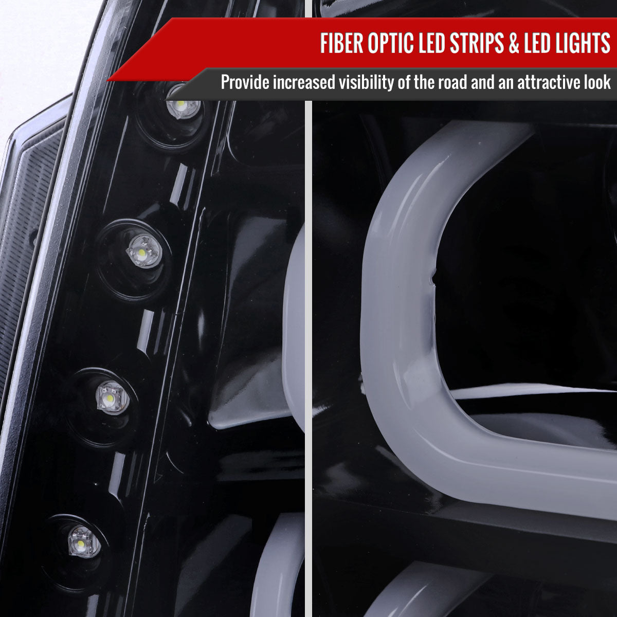 Spec-D 07-14 GMC Yukon/Yukon XL 1500/2500 U-Bar Headlights Black