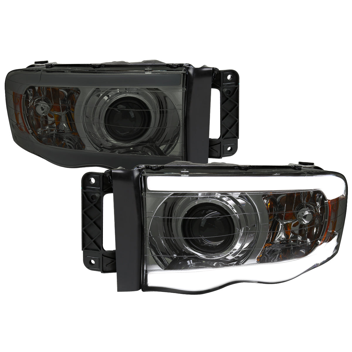 Spec-D 02-05 Ram 1500/03-05 Ram 2500/3500 Headlights LED Tube Smoked