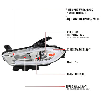 Spec-D 13-16 Dodge Dart Headlights Sequential LED Chrome
