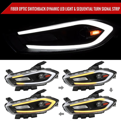 Spec-D 13-16 Dodge Dart Headlights SEQ Animated LED Bar Black