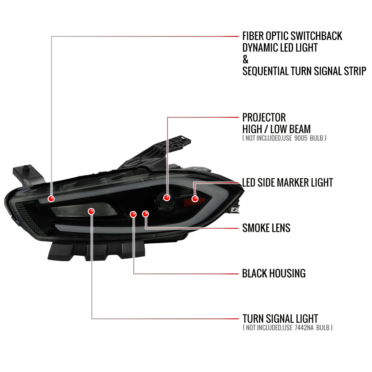 Spec-D 13-16 Dodge Dart Headlights Sequential LED Black/Smoked