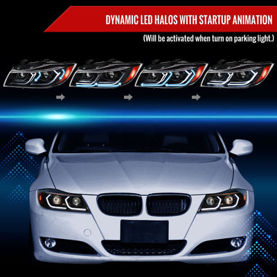 Spec-D 06-08 BMW E90 3 Series Headlights Projector G2 Black