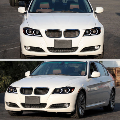 Spec-D 06-11 BMW E90 Headlights Dual Projector 3D Iced Smoked
