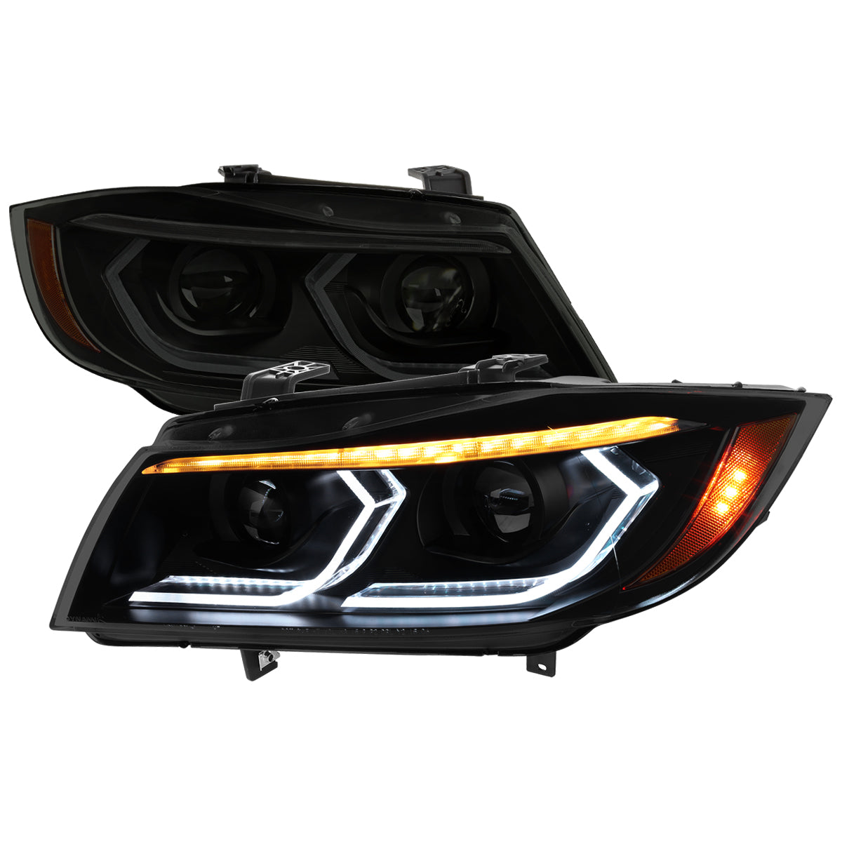 Spec-D 06-11 BMW E90 Headlights Dual Projector 3D Iced Smoked