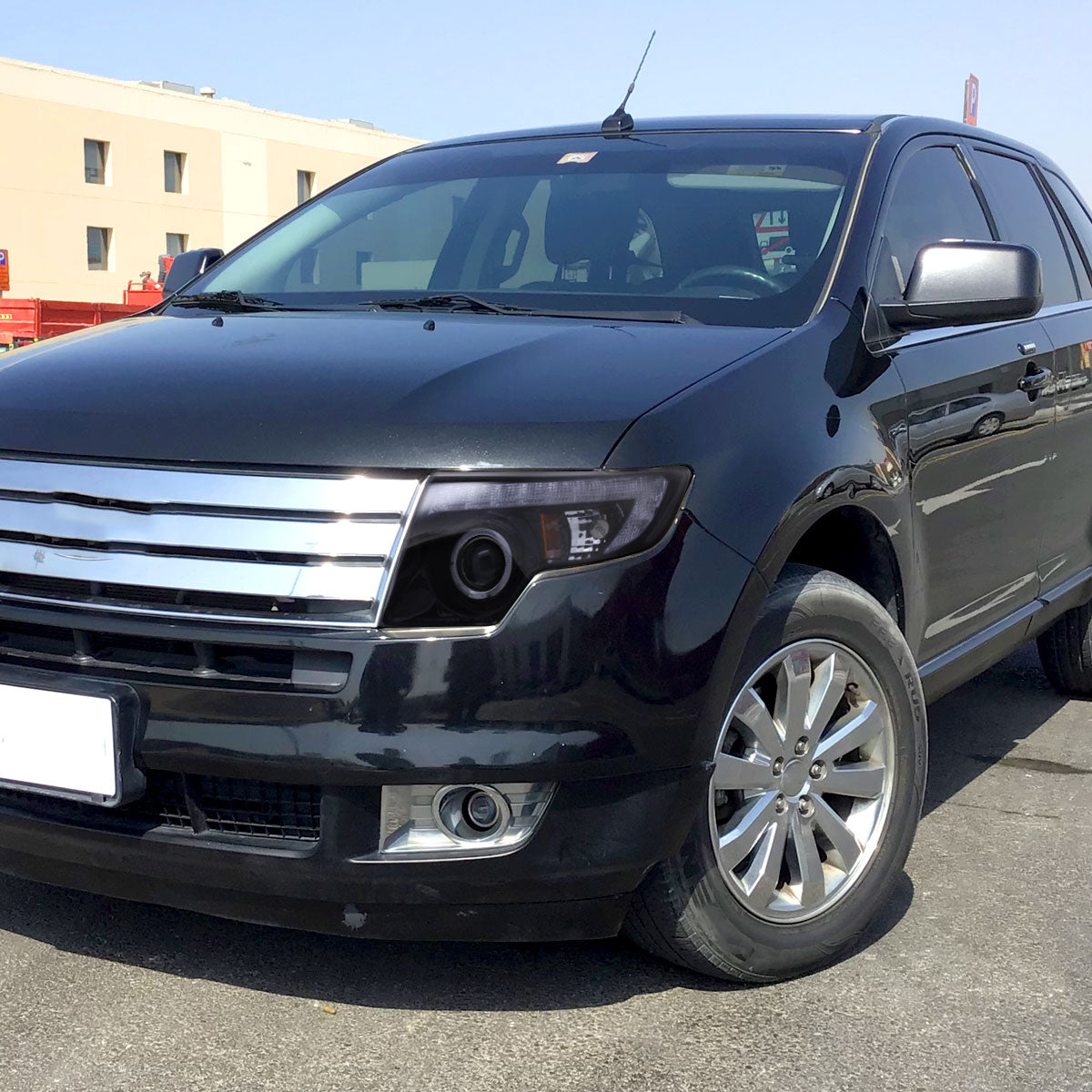 Spec-D 07-10 Ford Edge Halo Projector Headlights Strip GL Blk/ Smoked