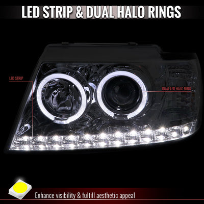 Spec-D 02-05 Ford Explorer Dual Halo Projector Headlights Chrome