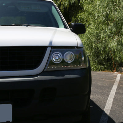 Spec-D 02-05 Ford Explorer Dual Halo Projector Headlights Strip Black