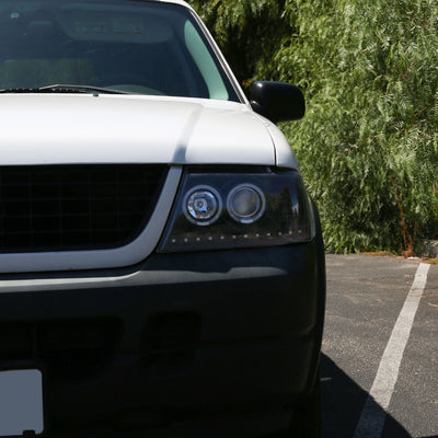 Spec-D 02-05 Ford Explorer Dual Halo Headlights Glassy Black/Smoked