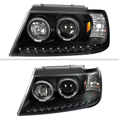 Spec-D 02-05 Ford Explorer Headlights Dual Halo Projector Black