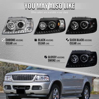 Spec-D 02-05 Ford Explorer Headlights Dual Halo Projector Black