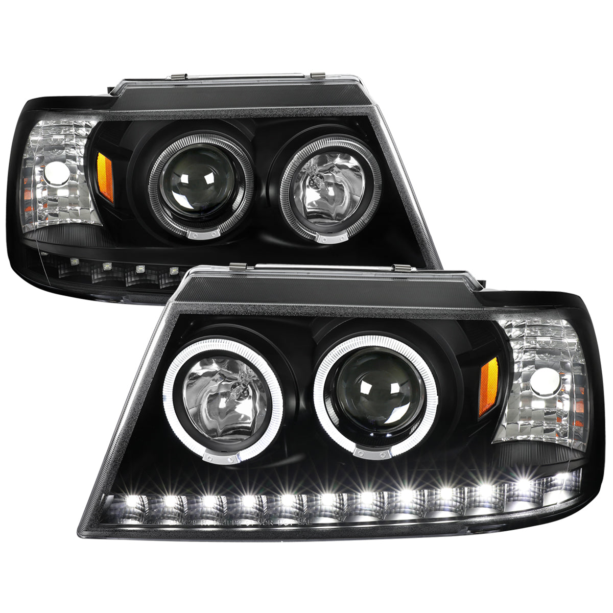 Spec-D 02-05 Ford Explorer Headlights Dual Halo Projector Black