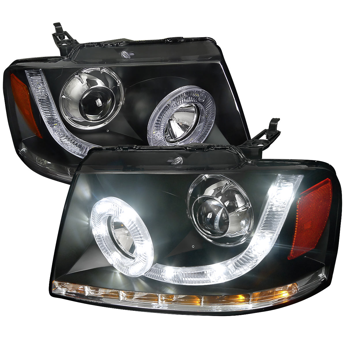 Spec-D 04-08 F-150/06-08 Lincoln Mark LT Halo Pro Headlights Black