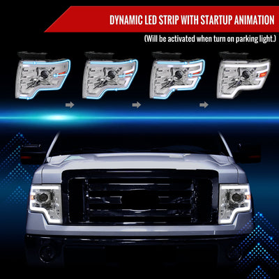 Spec-D 09-14 Ford F-150 Sequential LED Projector Headlights Chrome