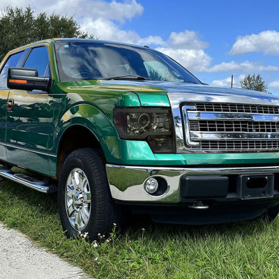 Spec-D 09-14 Ford F-150 LED Strip Projector Headlights Chrome/Smoked