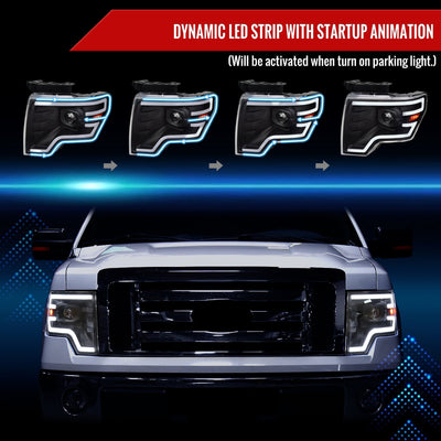 Spec-D 09-14 Ford F-150 Projector Headlights Sequetial LED Black