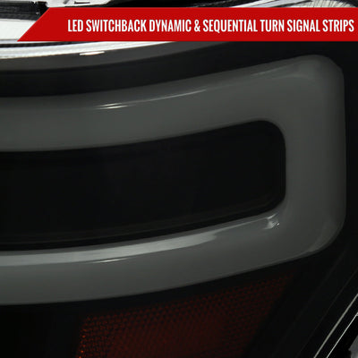Spec-D 09-14 Ford F-150 SEQ LED Projector Headlights Black Smoked