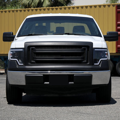 Spec-D 09-14 Ford F-150 SEQ LED Projector Headlights Black Smoked
