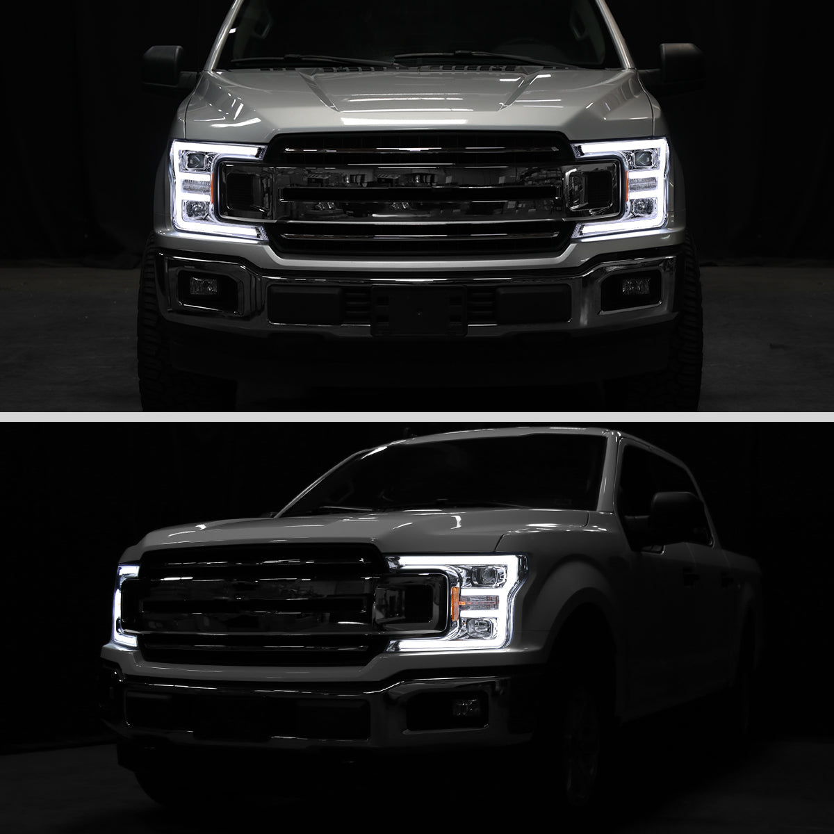 Spec-D 18-20 Ford F-150 Projector Headlights Chrome/Clear.
