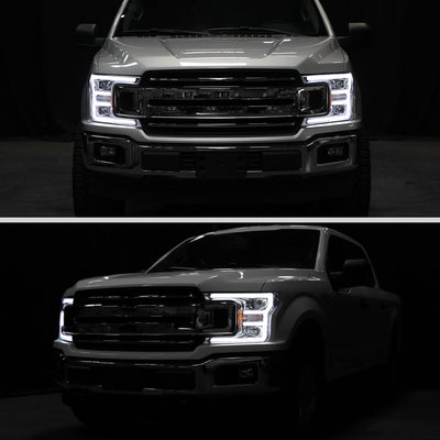 Spec-D 18-20 Ford F-150 Projector Headlights Chrome/Clear.