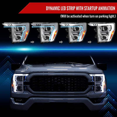 Spec-D 21-23 Ford F-150 Headlights LED Bar Projector Sequential Chrome