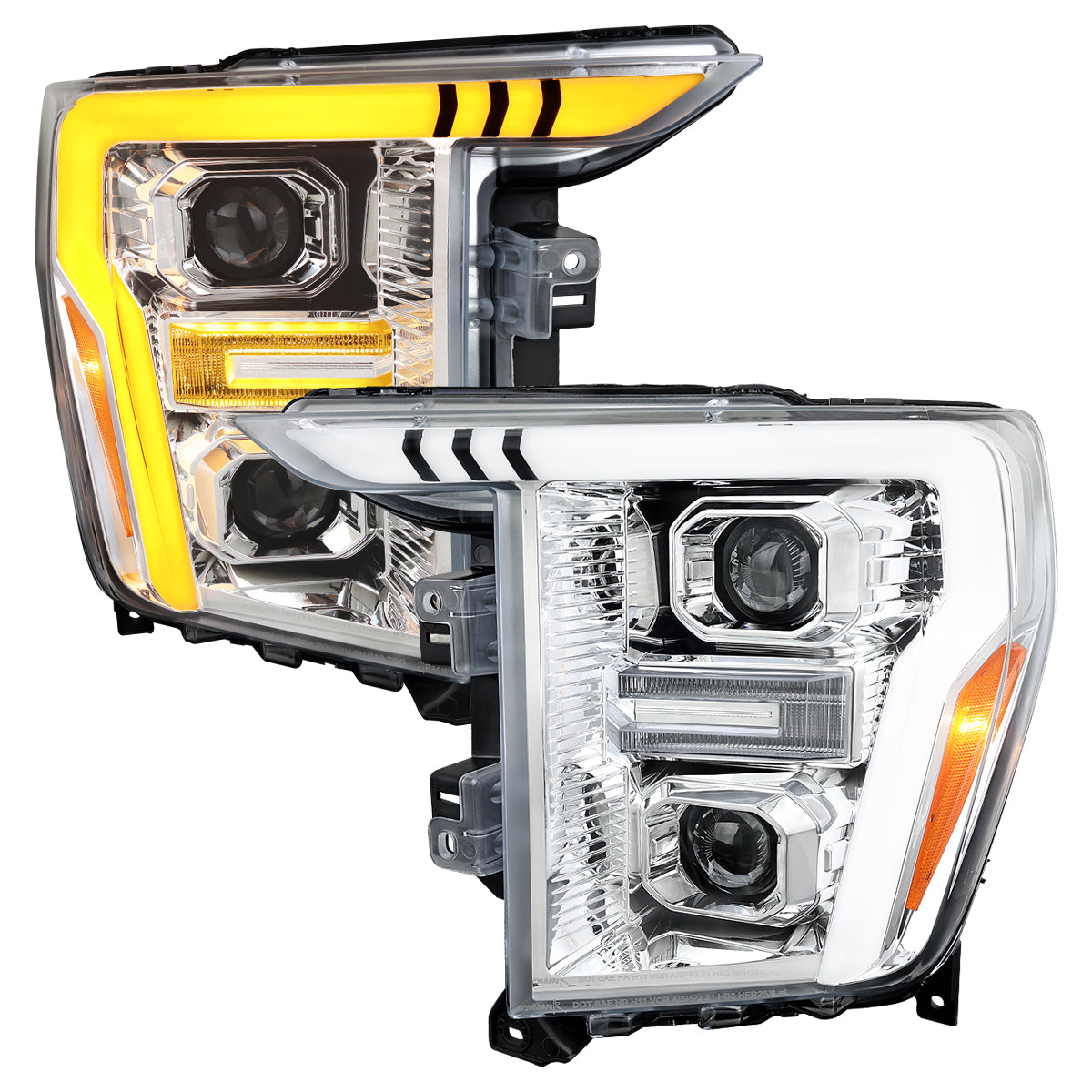 Spec-D 21-23 Ford F-150 Headlights LED Bar Projector Sequential Chrome