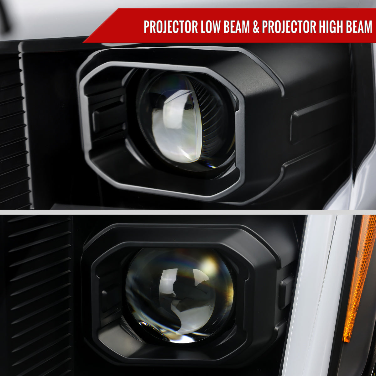 Spec-D 21-25 Ford F-150 Projector Headlights SEQ LED Bar Black