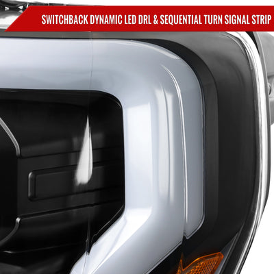 Spec-D 21-25 Ford F-150 Projector Headlights SEQ LED Bar Black