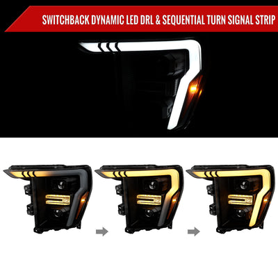 Spec-D 21-25 Ford F-150 Projector Headlights SEQ Bar Black/Smoked