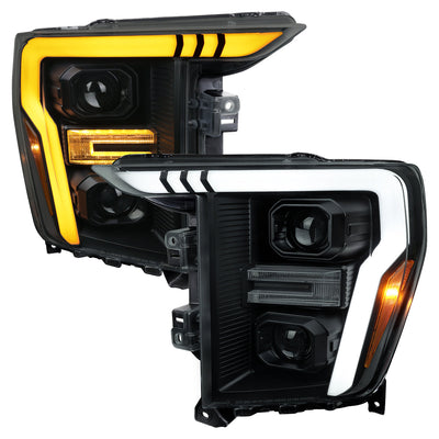 Spec-D 21-25 Ford F-150 Projector Headlights SEQ Bar Black/Smoked
