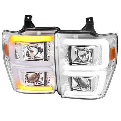 Spec-D 08-10 F250/F350/F450/F550 Sequential Headlights Chrome
