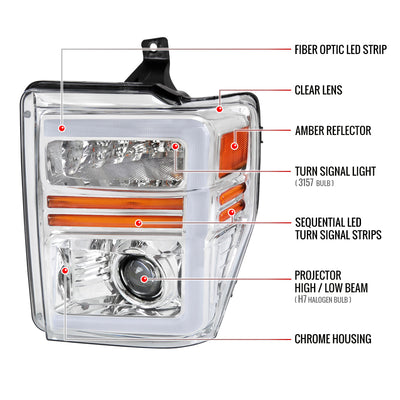Spec-D 08-10 F250/F350/F450/F550 Super Duty Headlights Sequential