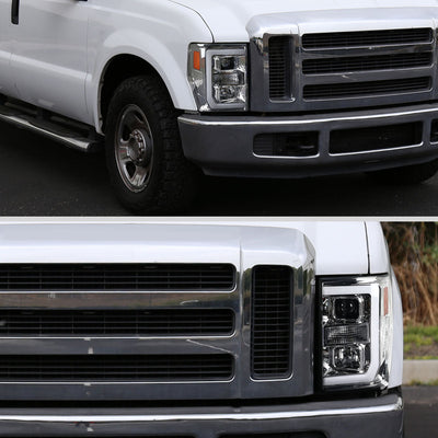 Spec-D 08-10 Ford F-250 F-350 F-450 LED Projector Headlights Chrome