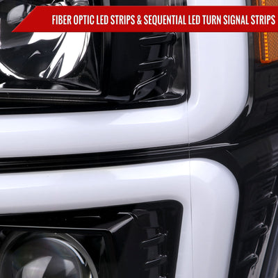 Spec-D 08-10 Ford F-250 Super Duty Headlights Sequential Jet Black