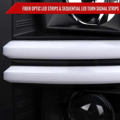 Spec-D 08-10 Ford F250/F350/F450/F550 Sequential Headlights Black