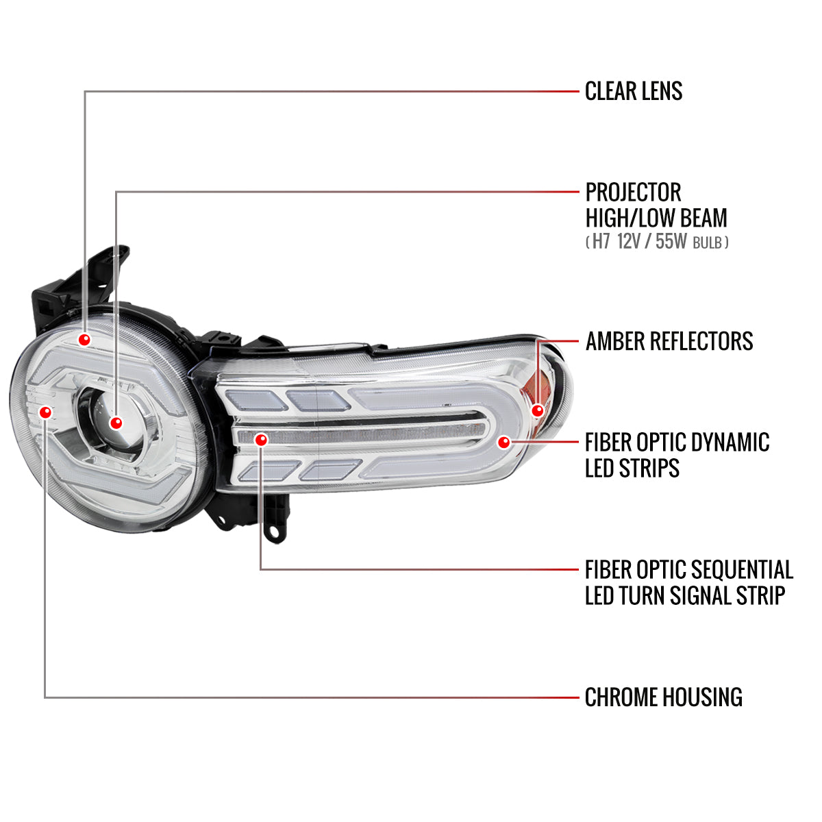 Spec-D 07-14 FJ Cruiser Headlights Sequential Signals Chrome
