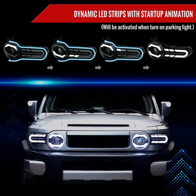 Spec-D 07-14 FJ Cruiser Headlights Sequential LED Black/Smoked Lens