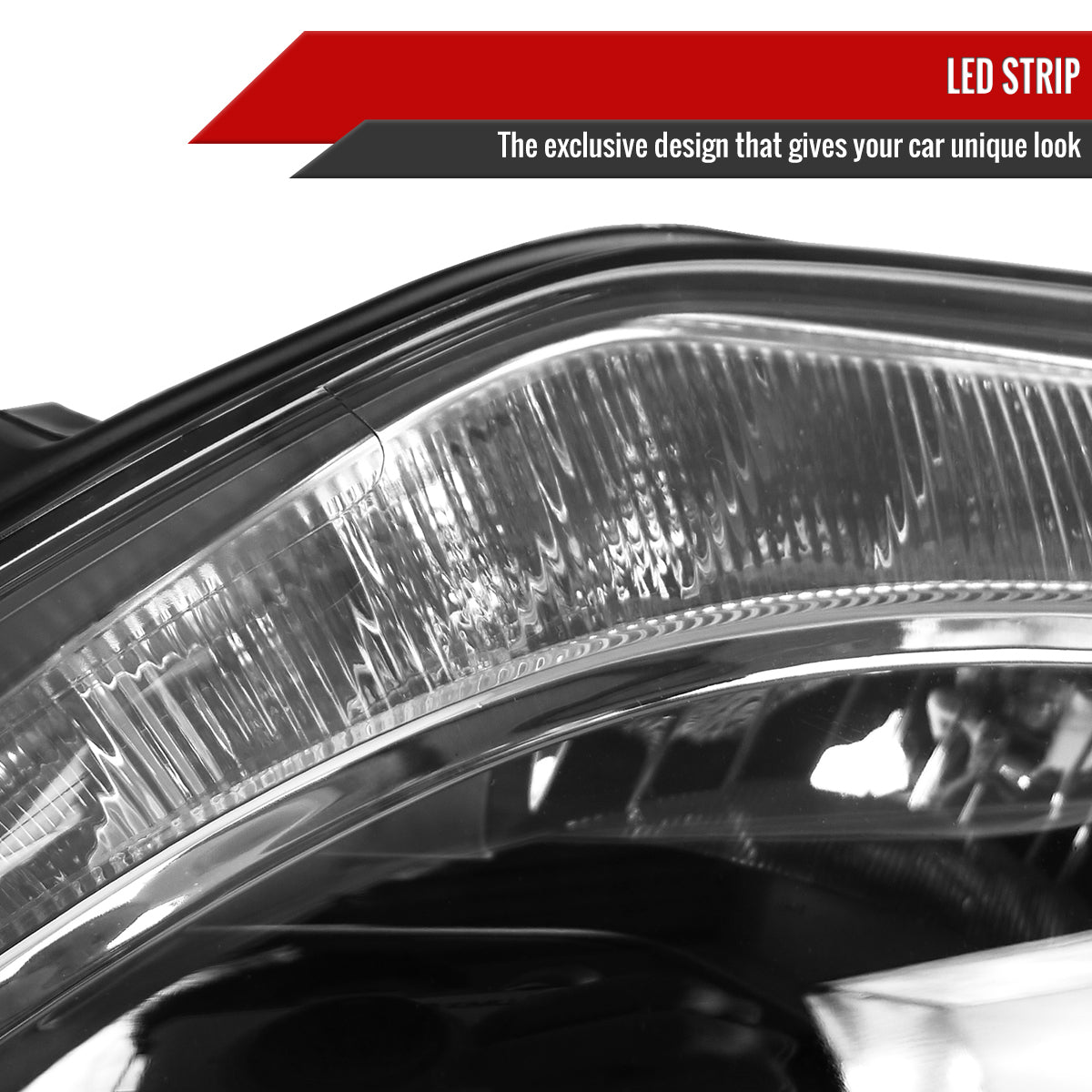 Spec-D 12-14 Ford Focus Halo Projector Headlights LED Strip Black