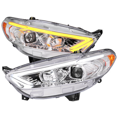 Spec-D 13-16 Ford Fusion Switchback SEQ Projector Headlights Chrome